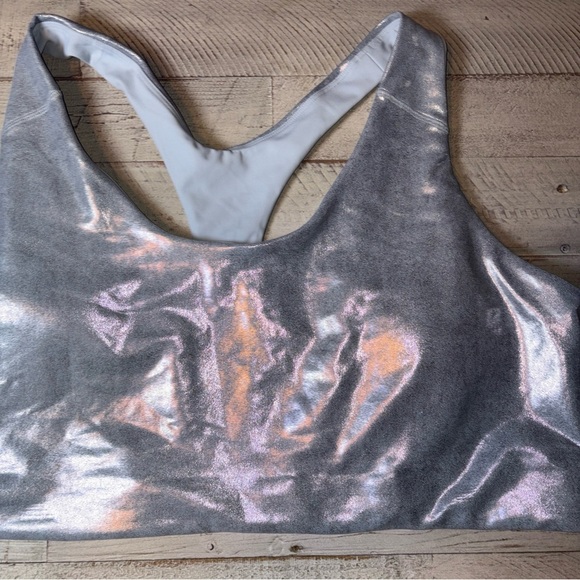 Old Navy Med-Support PowerSoft Racerback Sports Bra Blue Iced Mosaic Sz 4X NWT! - Picture 4 of 14